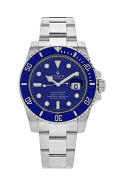 Rolex Submariner in white gold with a blue dial and blue bezel